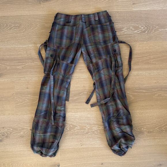UNIF Plaid Pants Eko Size 24 Brown Green - Picture 5 of 6